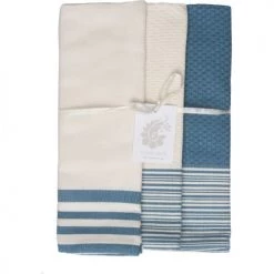Febronie Tabliers Et Torchons Set 3 Torchons - 60 X 40 Cm - Bleu Canard