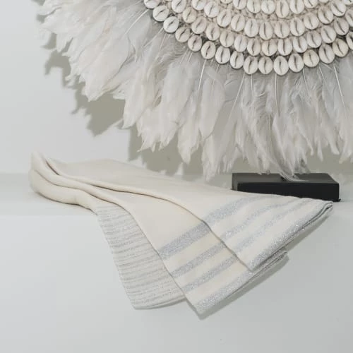 Febronie Tabliers Et Torchons Set 3 Torchons - 60 X 40 Cm - Écru Et Argent 2 Febronie Tabliers Et Torchons Set 3 Torchons - 60 X 40 Cm - Écru Et Argent – Image 2