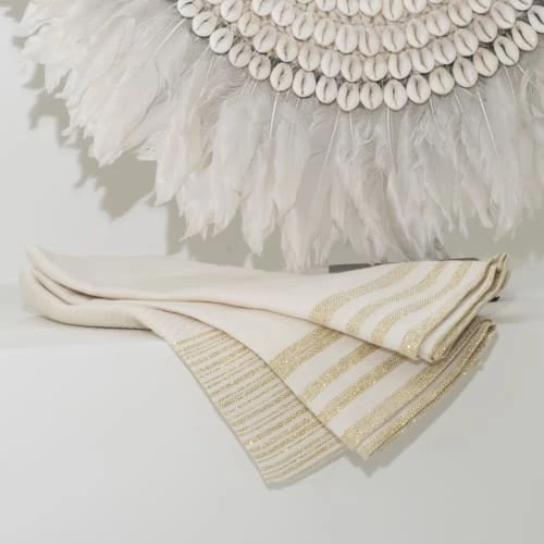 Febronie Tabliers Et Torchons Set 3 Torchons - 60 X 40 Cm - Écru Et Doré 2 Febronie Tabliers Et Torchons Set 3 Torchons - 60 X 40 Cm - Écru Et Doré – Image 2