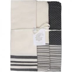 Febronie Tabliers Et Torchons Set 3 Torchons - 60 X 40 Cm - Noir Et Écru