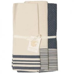 Febronie Tabliers Et Torchons Set 3 Torchons - 60 X 40 Cm - Taupe Clair Et Écru -Tabliers et torchons Soldes set 3 torchons 60 x 40 cm taupe clair et ecru 4