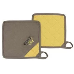 Stof Tabliers Et Torchons Set De 2 Maniques Assorties Pétrole Et Lin -Tabliers et torchons Soldes set de 2 maniques assorties moutarde taupe 5