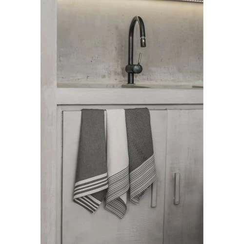 Febronie Tabliers Et Torchons Set De 3 Torchons En Coton 60x40 Gris Moyen Et écru 2 Febronie Tabliers Et Torchons Set De 3 Torchons En Coton 60x40 Gris Moyen Et écru – Image 2