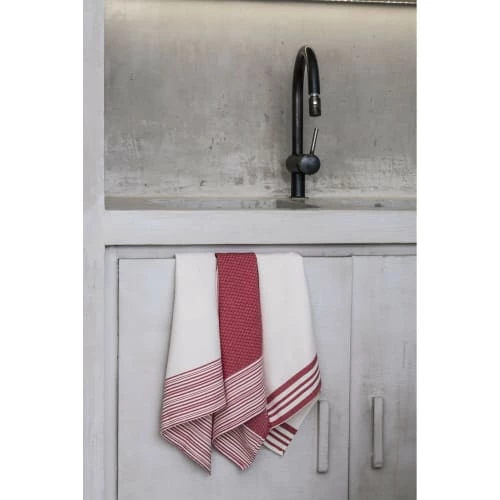Febronie Tabliers Et Torchons Set De 3 Torchons En Coton 60x40 Rouge Et écru 2 Febronie Tabliers Et Torchons Set De 3 Torchons En Coton 60x40 Rouge Et écru – Image 2