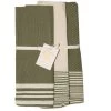 Febronie Tabliers Et Torchons Set De 3 Torchons En Coton 60x40 Vert Kaki Et écru