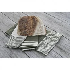 Febronie Tabliers Et Torchons Set De 3 Torchons En Coton 60x40 Vert Kaki Et écru -Tabliers et torchons Soldes set de 3 torchons en coton 60x40 vert kaki et ecru 2