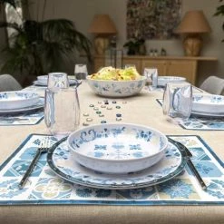Les Jardins De La Comtesse Sets De Table Set De Table (45 X 30 Cm) Bleu Et Blanc - Lot De 6 -Tabliers et torchons Soldes set de table 45 x 30 cm bleu et blanc lot de 6 2