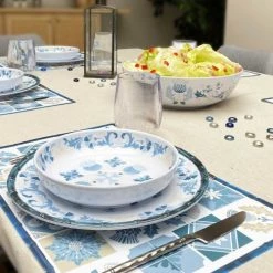 Les Jardins De La Comtesse Sets De Table Set De Table (45 X 30 Cm) Bleu Et Blanc - Lot De 6 -Tabliers et torchons Soldes set de table 45 x 30 cm bleu et blanc lot de 6 3