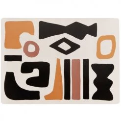 Maisons Du Monde Sets De Table Set De Table à Motifs Graphiques Beiges, Noirs Et Orange - Lot De 2