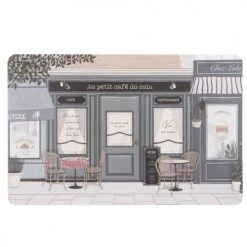 Maisons Du Monde Sets De Table Set De Table "Au Petit Café Du Coin" Vert, Noir, Blanc Et Beige - Lot De 4