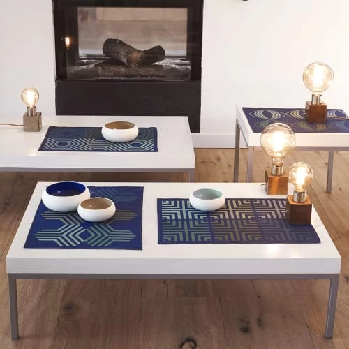 Le Jacquard Français Sets De Table Set De Table En Coton Fusion Bleu 50 X 36 2 Le Jacquard Français Sets De Table Set De Table En Coton Fusion Bleu 50 X 36 – Image 2