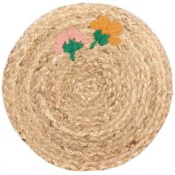 Maisons Du Monde Sets De Table Set De Table En Jacinthe D'eau Broderie Florale Orange Et Vert