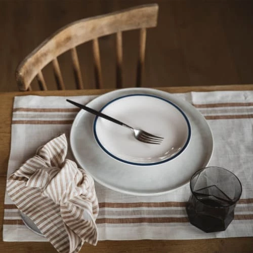 Gabrielle Paris Sets De Table Set De Table En Lin Lavé Large Rayures Beige/blanc 35x50 2 Gabrielle Paris Sets De Table Set De Table En Lin Lavé Large Rayures Beige/blanc 35x50 – Image 2
