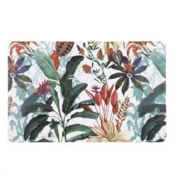 Maisons Du Monde Sets De Table Set De Table En Polypropylène Motif Floral Vert, Blanc, Orange Et Bleu - Lot De 4