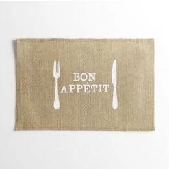 Home Maison Sets De Table Set De Table En Sisal Imprimé "couverts" Sisal Naturel 45 X 30