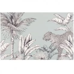 Maisons Du Monde Sets De Table Set De Table En Vinyle Noir, Blanc Et Vert Imprimé Guépard