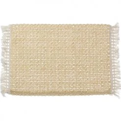 Wadiga Sets De Table Set De Table Rectangulaire Beige Et Blanc - 51x30cm