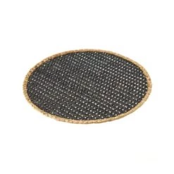 Wadiga Sets De Table Set De Table Rond En Fibre Bicolore Noir Et Marron D38cm -Tabliers et torchons Soldes set de table rond en fibre bicolore noir et marron d38cm 2
