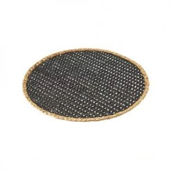 Wadiga Sets De Table Set De Table Rond En Fibre Bicolore Noir Et Marron D38cm