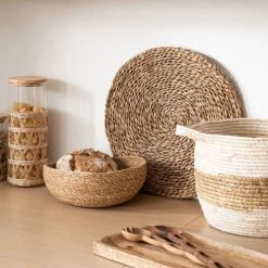 Maisons Du Monde Sets De Table Set De Table Rond En Fibre Végétale Tressée - Lot De 2 -Tabliers et torchons Soldes set de table rond en fibre vegetale tressee 1000 15 35 211308 3