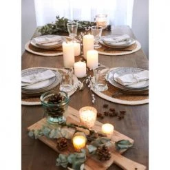 Maisons Du Monde Accessoires De Décoration De Table De Noël Set De Table Rond En Jute Blanc - Lot De 2 -Tabliers et torchons Soldes set de table rond en jute blanc 1000 4 35 172809 8