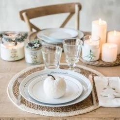 Maisons Du Monde Accessoires De Décoration De Table De Noël Set De Table Rond En Jute Blanc - Lot De 2 -Tabliers et torchons Soldes set de table rond en jute blanc 1000 4 35 172809 9