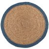 Maisons Du Monde Sets De Table Set De Table Rond En Jute Et Fibre Végétale Bordure Bleue - Lot De 4