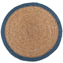 Maisons Du Monde Sets De Table Set De Table Rond En Jute Et Fibre Végétale Bordure Jaune - Lot De 4 -Tabliers et torchons Soldes set de table rond en jute et fibre vegetale bordure bleue 1000 8 9 204722 1