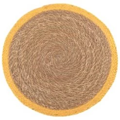 Maisons Du Monde Sets De Table Set De Table Rond En Jute Et Fibre Végétale Bordure Jaune - Lot De 4 -Tabliers et torchons Soldes set de table rond en jute et fibre vegetale bordure jaune 1000 9 10 204723 1 1