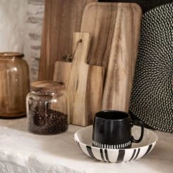 Maisons Du Monde Sets De Table Set De Table Rond En Papier Noir Et Blanc - Lot De 2 -Tabliers et torchons Soldes set de table rond en papier noir et blanc 1000 2 19 211210 2