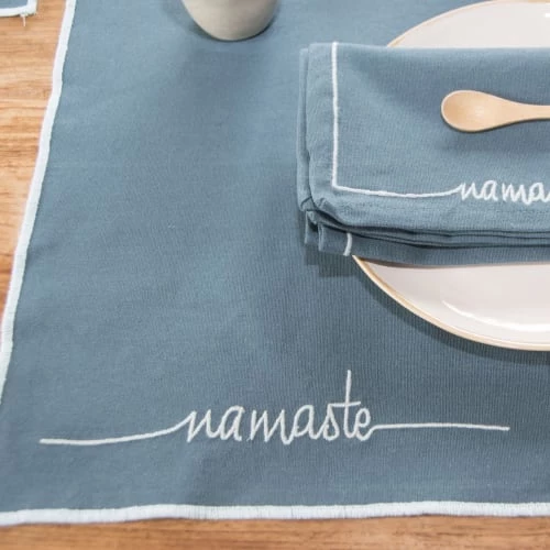 Febronie Sets De Table Set De Table (set De 4) En Coton 50x35 Bleu Paon 4 Febronie Sets De Table Set De Table (set De 4) En Coton 50x35 Bleu Paon – Image 4