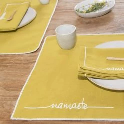 Febronie Sets De Table Set De Table (set De 4) En Coton 50x35 Jaune Zest -Tabliers et torchons Soldes set de table set de 4 en coton 50x35 jaune zest 3