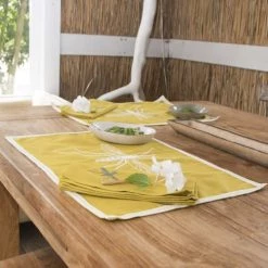 Febronie Sets De Table Set De Table (set De 4) En Coton 50x35 Jaune Zest -Tabliers et torchons Soldes set de table set de 4 en coton 50x35 jaune zest 7