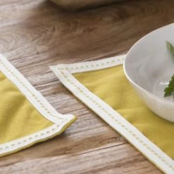 Febronie Sets De Table Set De Table (set De 4) En Coton 50x35 Jaune Zest -Tabliers et torchons Soldes set de table set de 4 en coton 50x35 jaune zest 8