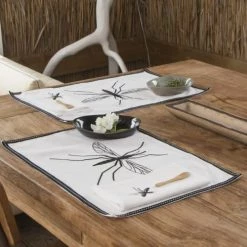 Febronie Sets De Table Set De Table (set De 4) En Coton 50x35 Noir -Tabliers et torchons Soldes set de table set de 4 en coton 50x35 noir 22