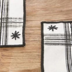 Febronie Sets De Table Set De Table (set De 4) En Coton 50x35 Noir -Tabliers et torchons Soldes set de table set de 4 en coton 50x35 noir 34