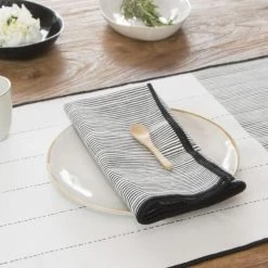 Febronie Sets De Table Set De Table (set De 4) En Coton 50x35 Noir -Tabliers et torchons Soldes set de table set de 4 en coton 50x35 noir 40