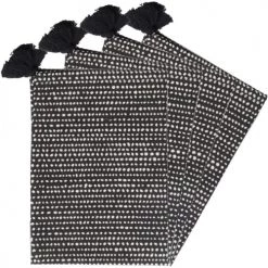 Febronie Sets De Table Set De Table (set De 4) En Coton 50x35 Noir -Tabliers et torchons Soldes set de table set de 4 en coton 50x35 noir 5