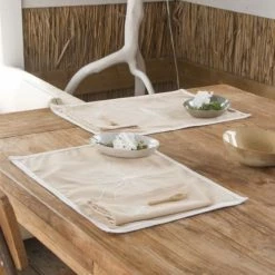 Febronie Sets De Table Set De Table (set De 4) En Coton 50x35 Sable -Tabliers et torchons Soldes set de table set de 4 en coton 50x35 sable 18