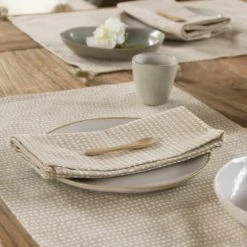 Febronie Sets De Table Set De Table (set De 4) En Coton 50x35 Sable -Tabliers et torchons Soldes set de table set de 4 en coton 50x35 sable 8