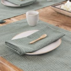 Febronie Sets De Table Set De Table (set De 4) En Coton 50x35 Vert Lichen -Tabliers et torchons Soldes set de table set de 4 en coton 50x35 vert lichen 4