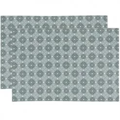Maisons Du Monde Sets De Table En Coton Imprimé Mosaique Bleue Et écrue (x2) 33x48 - Lot De 2