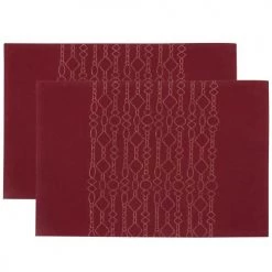 Maisons Du Monde Sets De Table En Jacquard Rouge Et Doré 33x48 (x2)