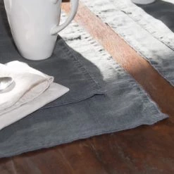 Febronie Sets De Table En Lin (x4) 30x50 Ardoise -Tabliers et torchons Soldes sets de table en lin x4 30x50 ardoise 3