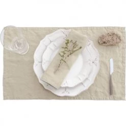 Febronie Sets De Table En Lin (x4) 30x50 Grège -Tabliers et torchons Soldes sets de table en lin x4 30x50 grege 2