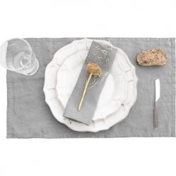 Febronie Sets De Table En Lin (x4) 30x50 Gris Perle -Tabliers et torchons Soldes sets de table en lin x4 30x50 gris perle 2