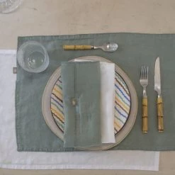 Febronie Sets De Table En Lin (x4) 30x50 Pistache -Tabliers et torchons Soldes sets de table en lin x4 30x50 pistache 3