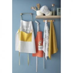 Future Home Tabliers Et Torchons Tablier De Cuisine Coton Blanc Et Jaune 70x70cm -Tabliers et torchons Soldes tablier de cuisine coton blanc et jaune 70x70cm 1