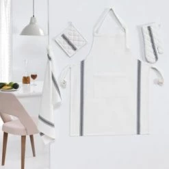 Sensei Maison Tabliers Et Torchons Tablier De Cuisine Ecru 70 X 90 Cm -Tabliers et torchons Soldes tablier de cuisine ecru 70 x 90 cm 2