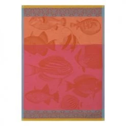 Le Jacquard Français Tabliers Et Torchons Torchon En Coton Corail 60 X 80